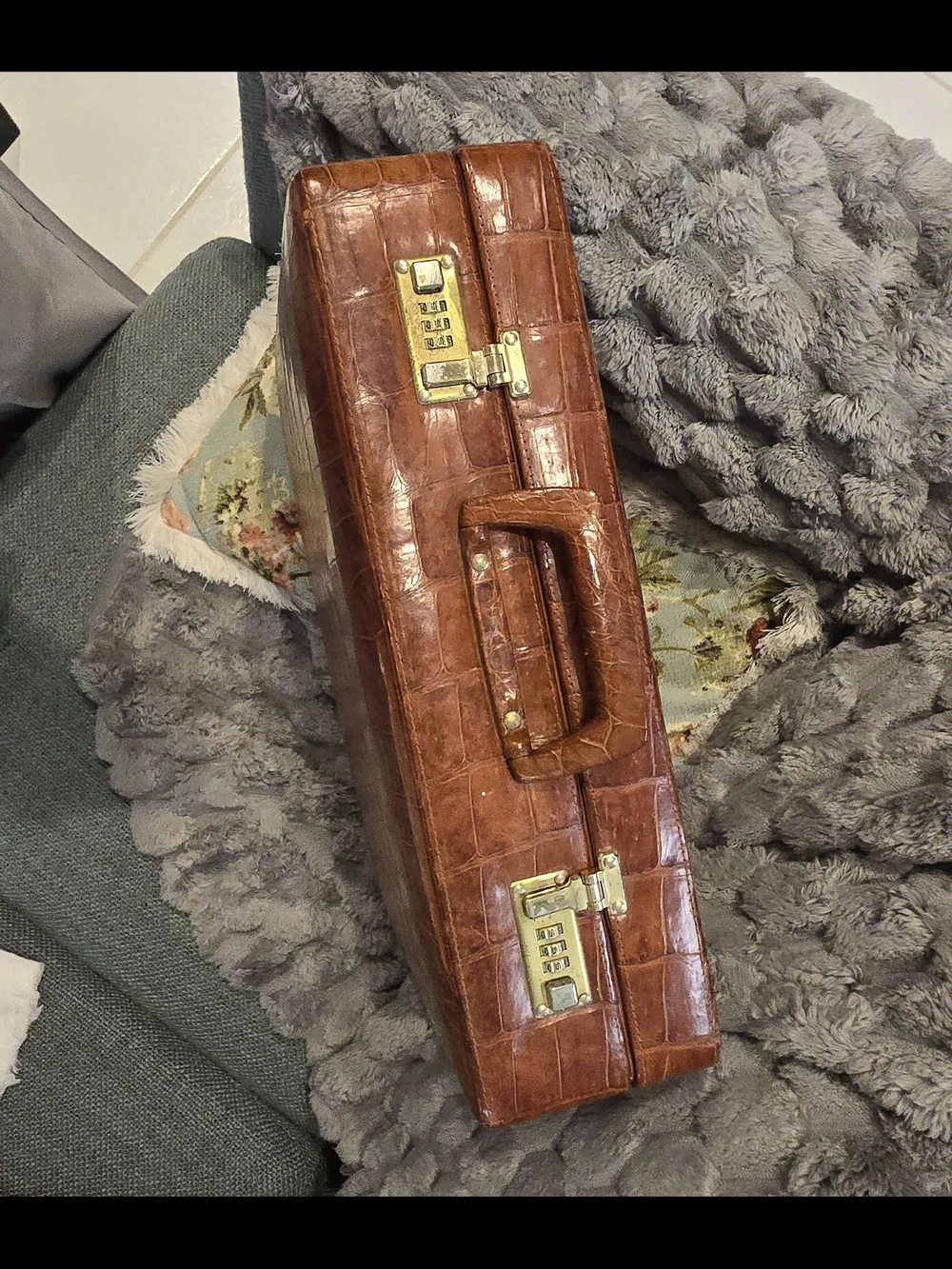 Vintage Custom-Made Genuine Crocodile Attache Case – Handmade Luxury Briefcase